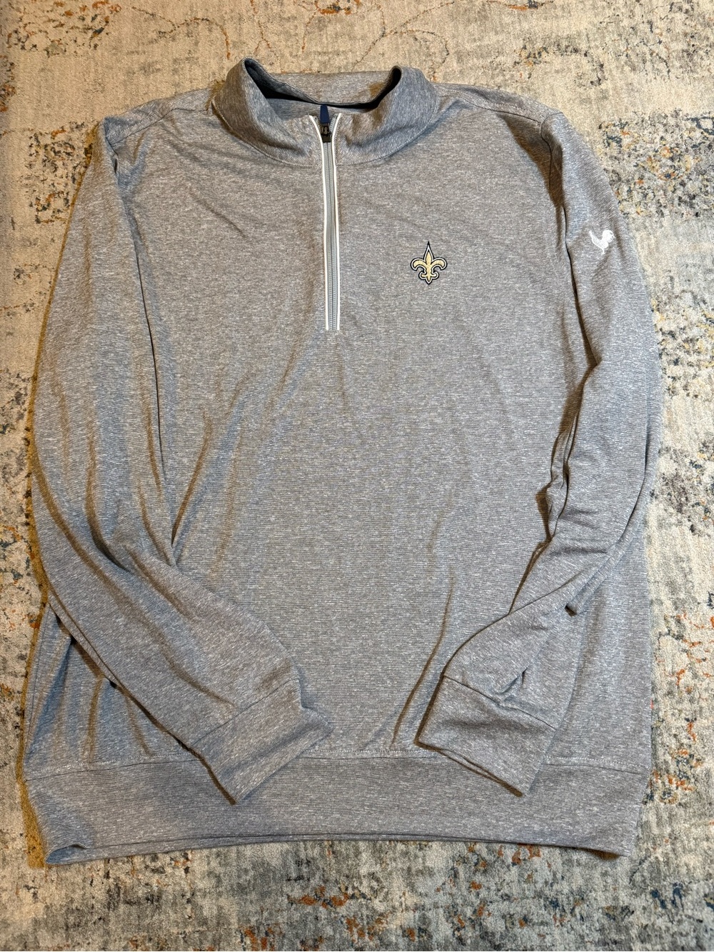 New Orleans Saints Men’s Heather Gray Quarter-Zip Pullover Stitch L A101